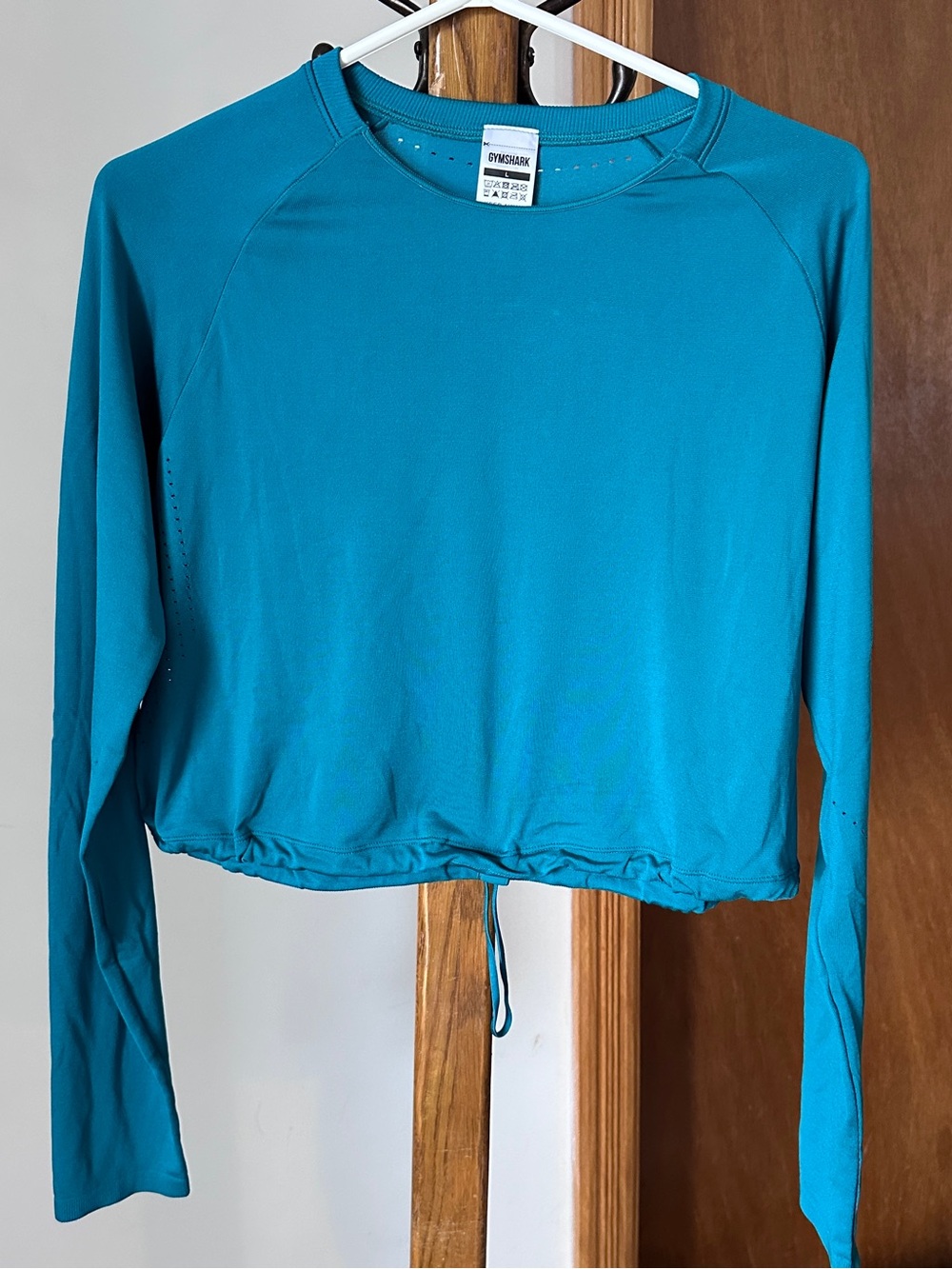 Gymshark Teal Drawcord Long Sleeve Crop Sweatshirt